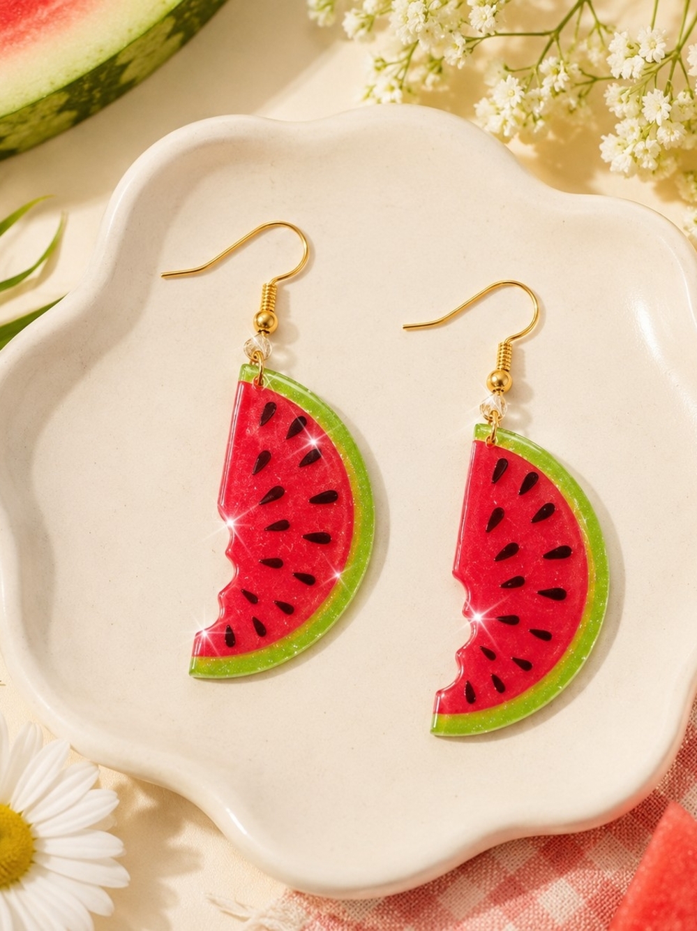 Watermelon Slice Dangle Earrings New Kawaii Vacation Vibes